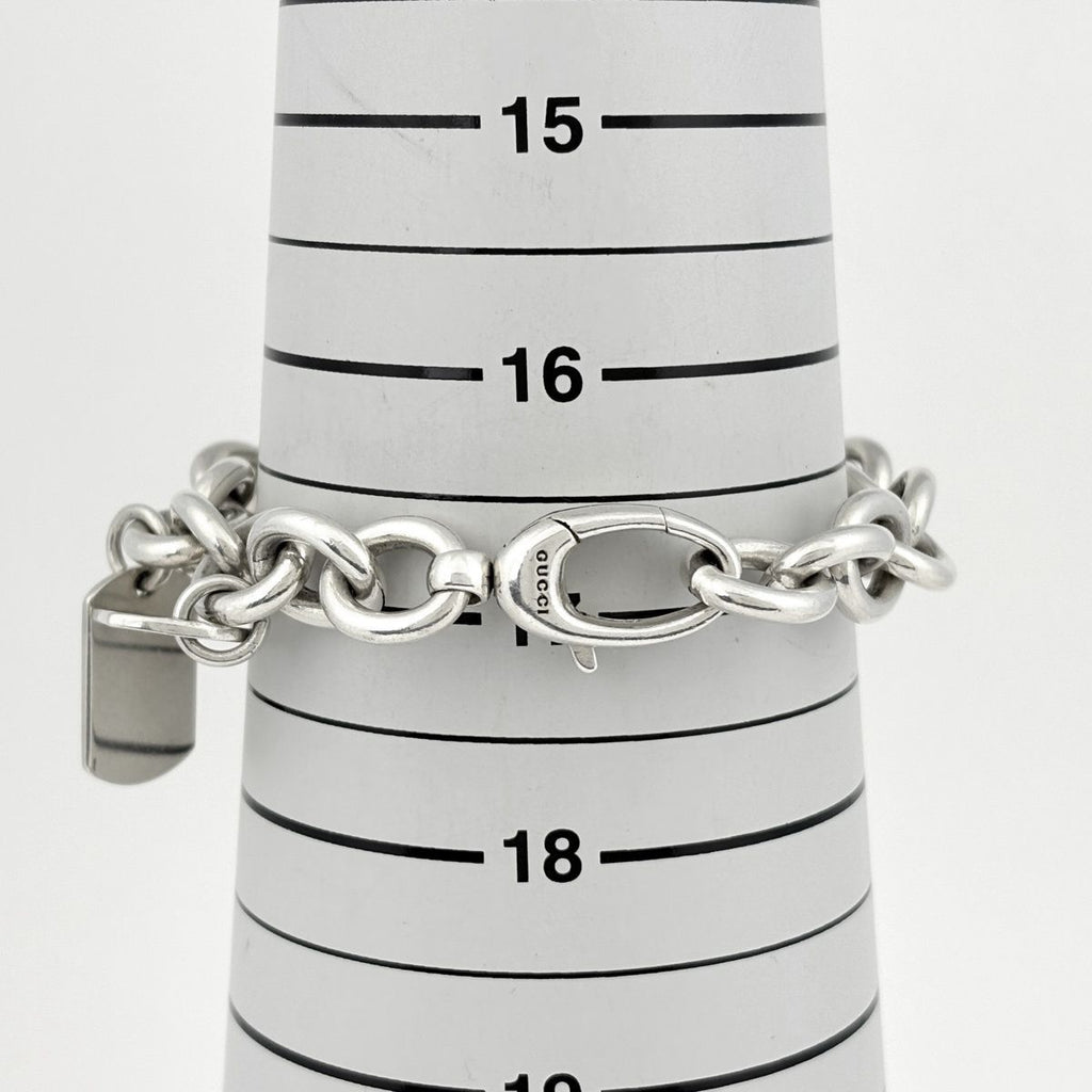 Gucci Dog Tag Chain Bracelet Plate Logo 925 Sterling Silver — view 5
