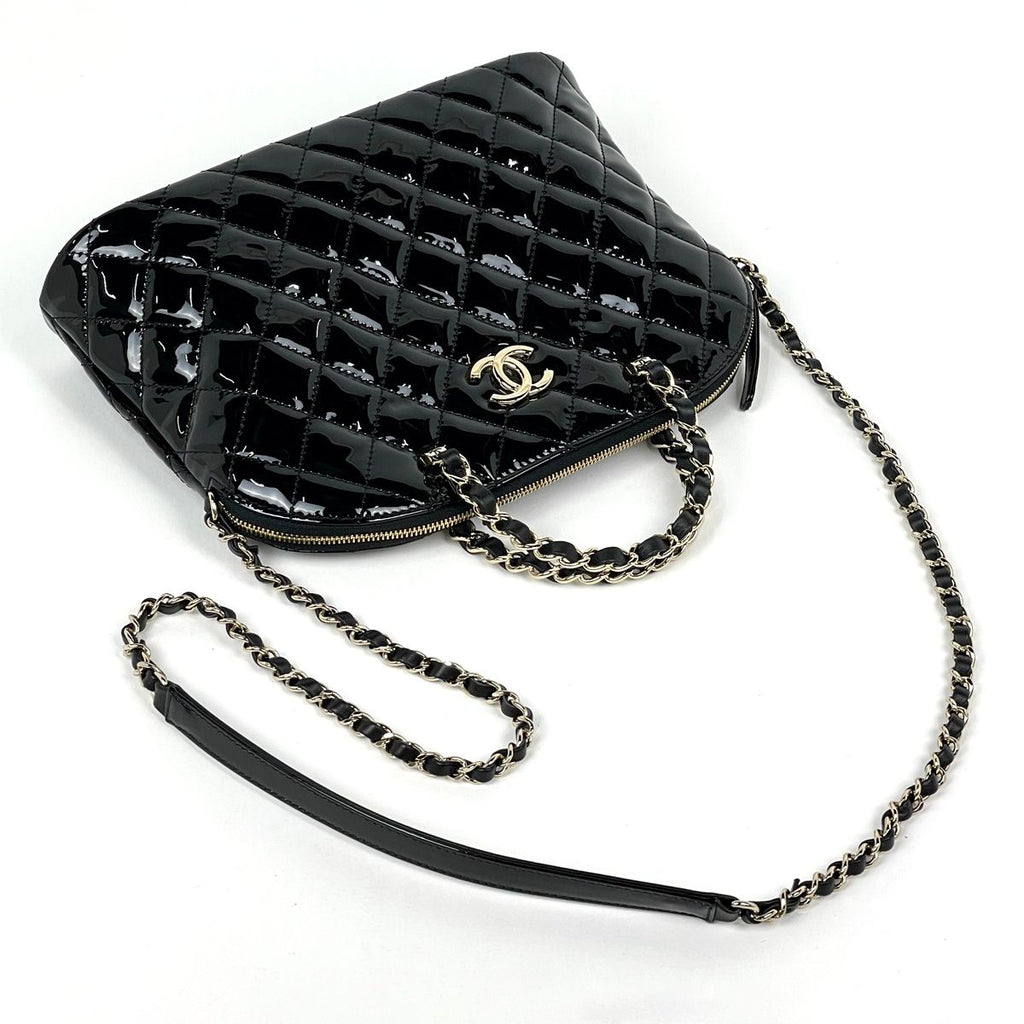 Chanel CC Logo Handbag Chain 2-Way Patent Patent Leather Black — view 5
