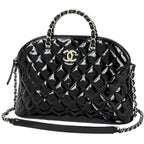 Chanel CC Logo Handbag Chain 2-Way Patent Patent Leather Black