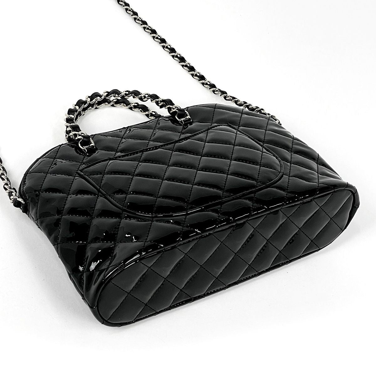 Chanel CC Logo Handbag Chain 2-Way Patent Patent Leather Black — view 2