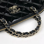 Chanel CC Logo Handbag Chain 2-Way Patent Patent Leather Black — view 4