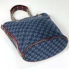 Loewe Anagram Chain Shoulder Bag Logo Tote Canvas Navy