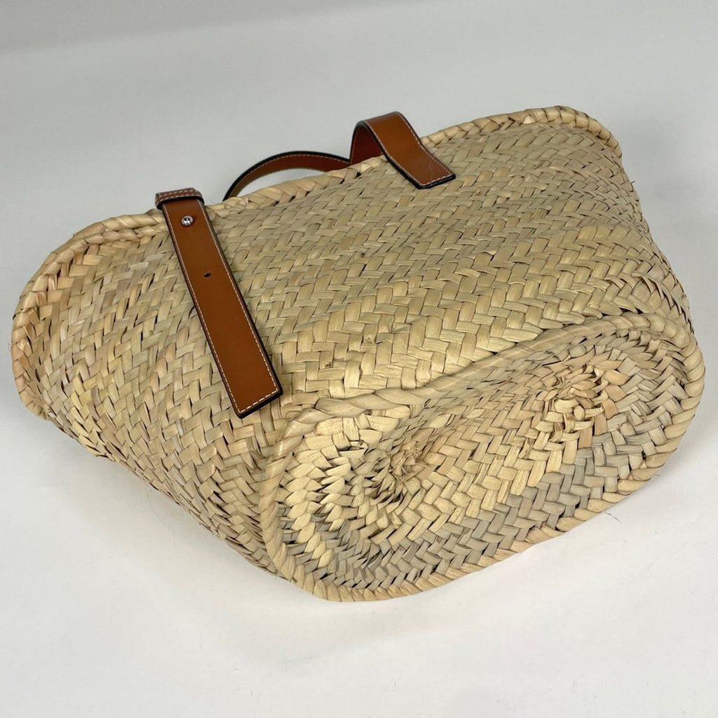 Loewe Basket Anagram Palm Leaf Tote Bag Raffia Natural Brown — view 2