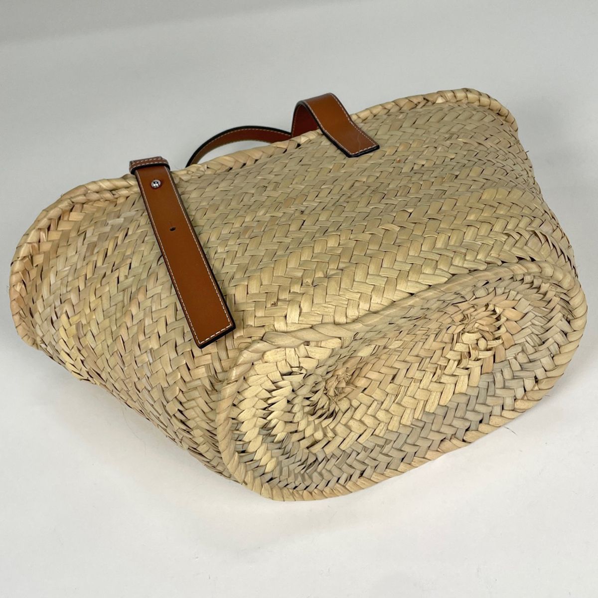 Loewe Basket Anagram Palm Leaf Tote Bag Raffia Natural Brown — view 2