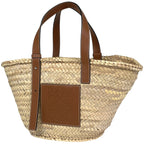 Loewe Basket Anagram Palm Leaf Tote Bag Raffia Natural Brown