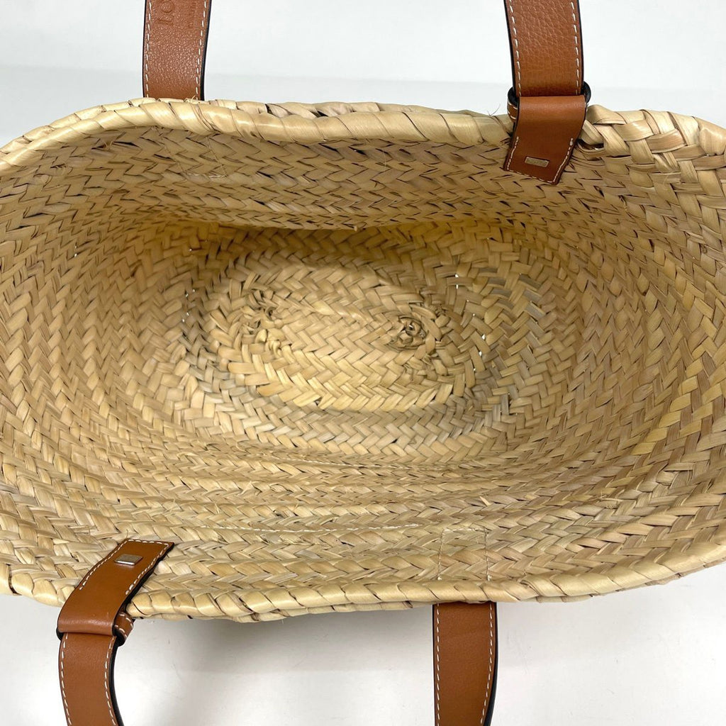 Loewe Basket Anagram Palm Leaf Tote Bag Raffia Natural Brown — view 7