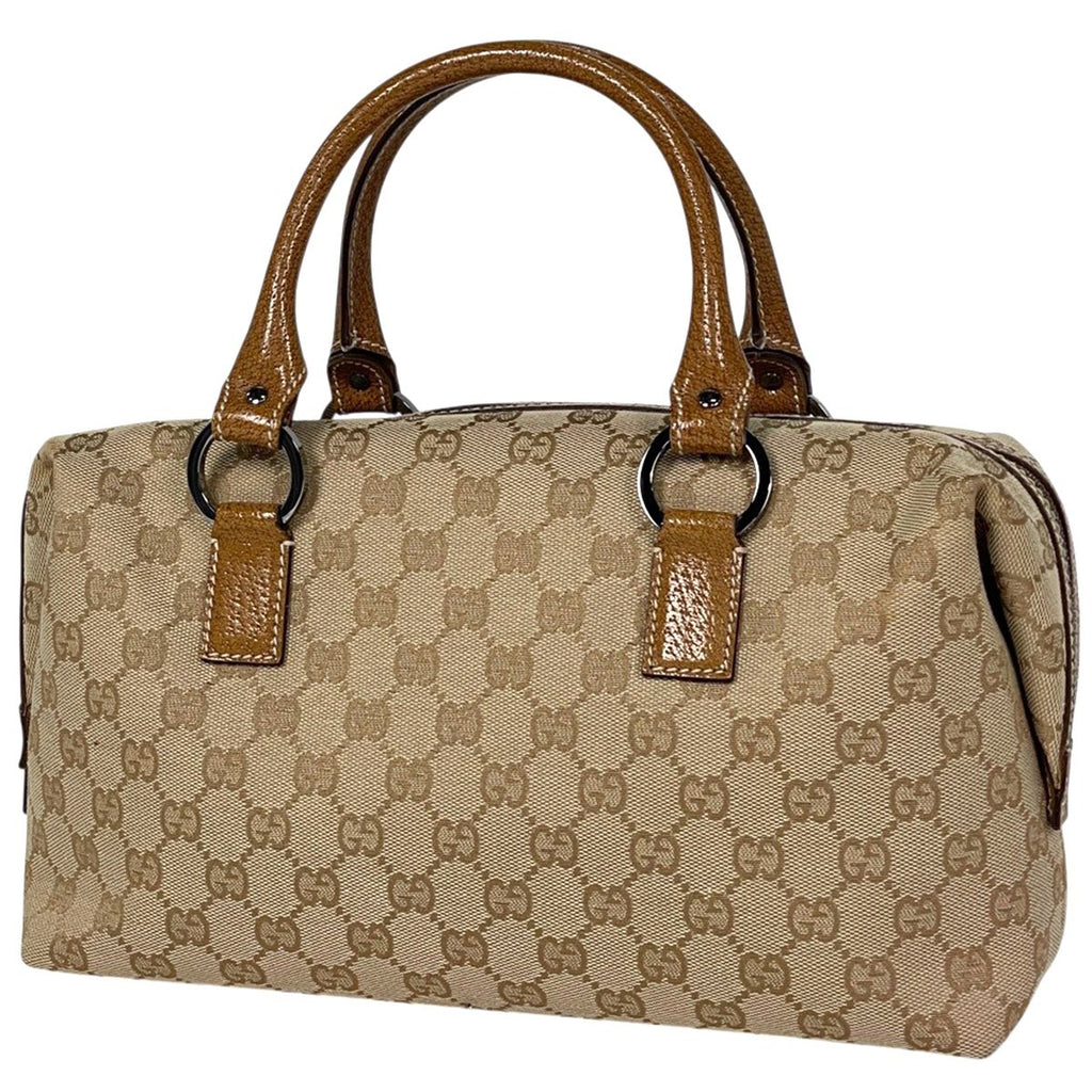 Gucci GG Pattern Handbag Mini Boston Canvas Beige