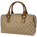 Gucci GG Pattern Handbag Mini Boston Canvas Beige