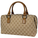 Gucci GG Pattern Handbag Mini Boston Canvas Beige
