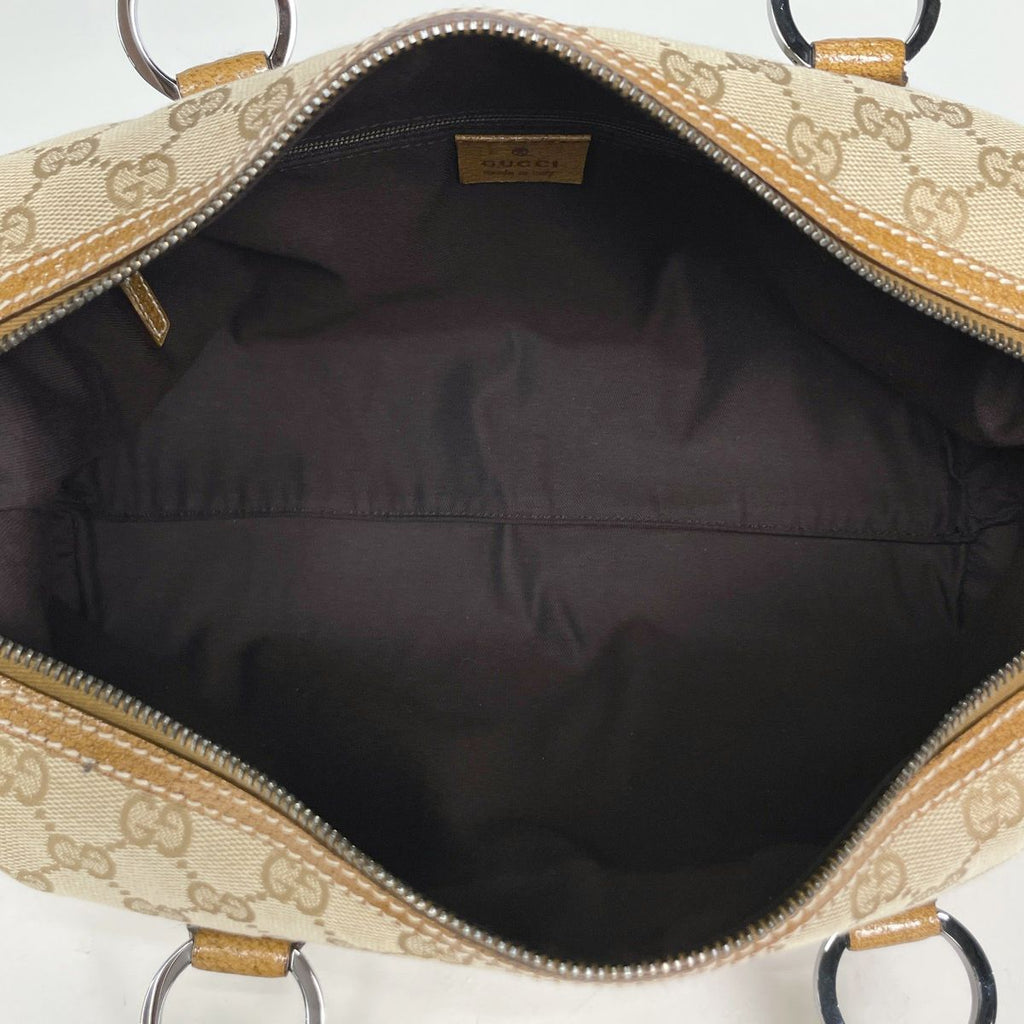 Gucci GG Pattern Handbag Mini Boston Canvas Beige