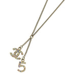 Chanel CC Logo Rhinestone Necklace Gold