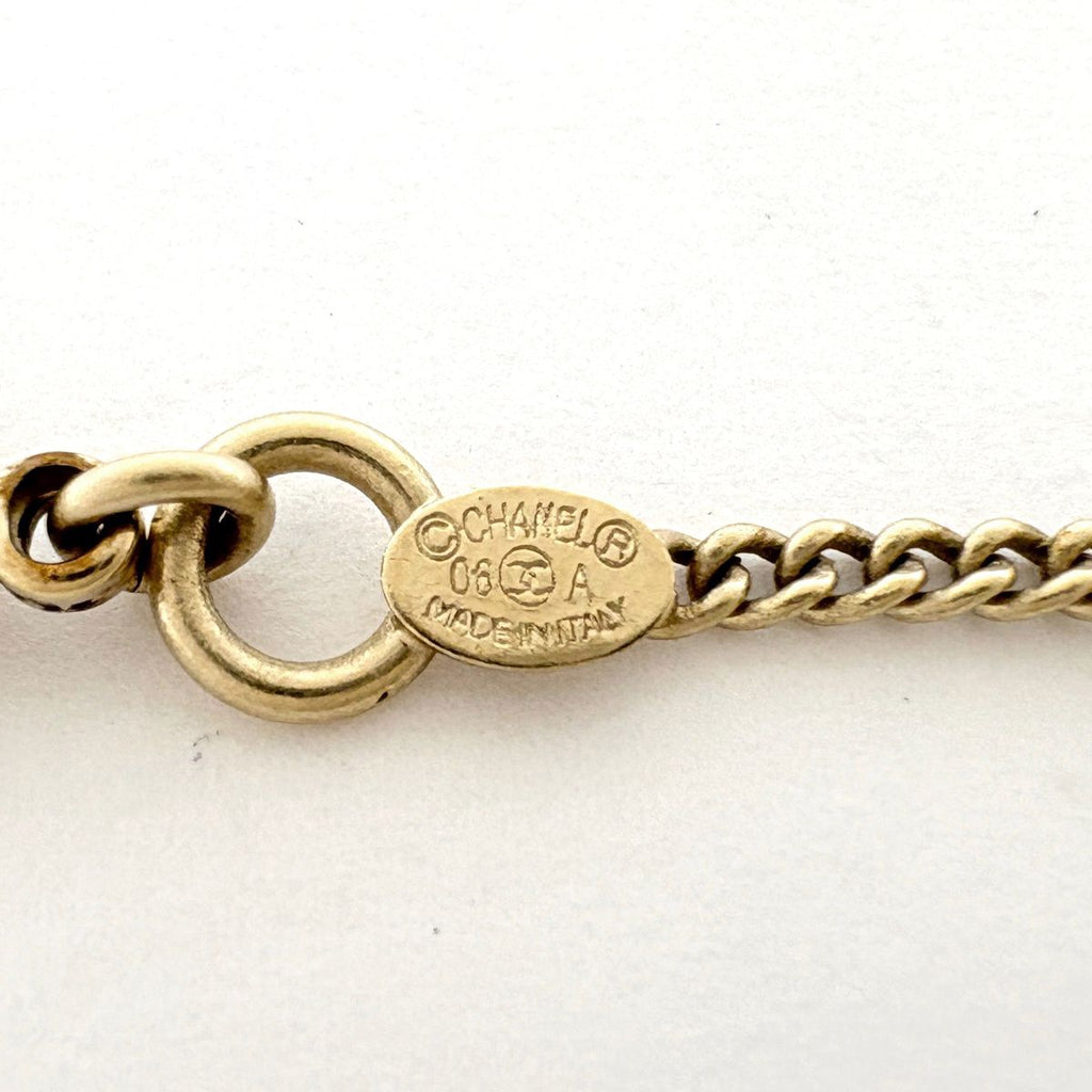 Chanel CC Logo Rhinestone Necklace Gold — view 4