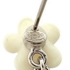 Chanel CC Logo Earrings Flower Swing Silver Plated Plastic White — view 4