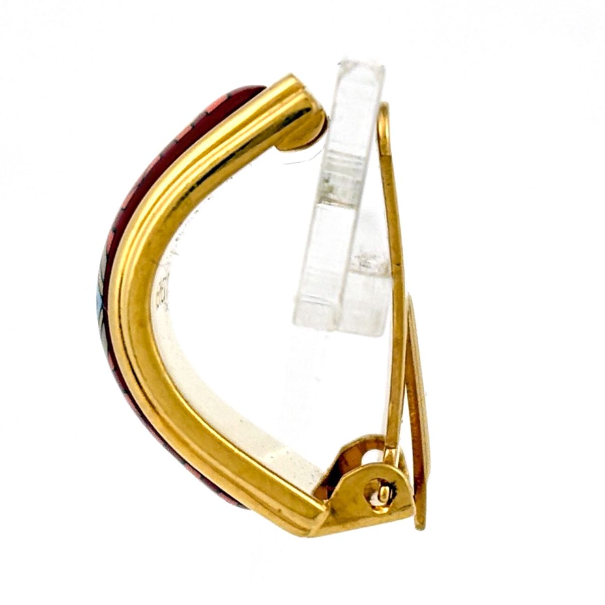 Hermes Enamel Earrings Cloisonne Red Gold — view 2