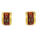 Hermes Enamel Earrings Cloisonne Red Gold