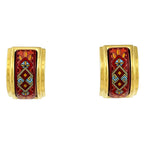 Hermes Enamel Earrings Cloisonne Red Gold