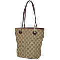 Gucci GG Pattern Tote Shoulder Bag Canvas Beige