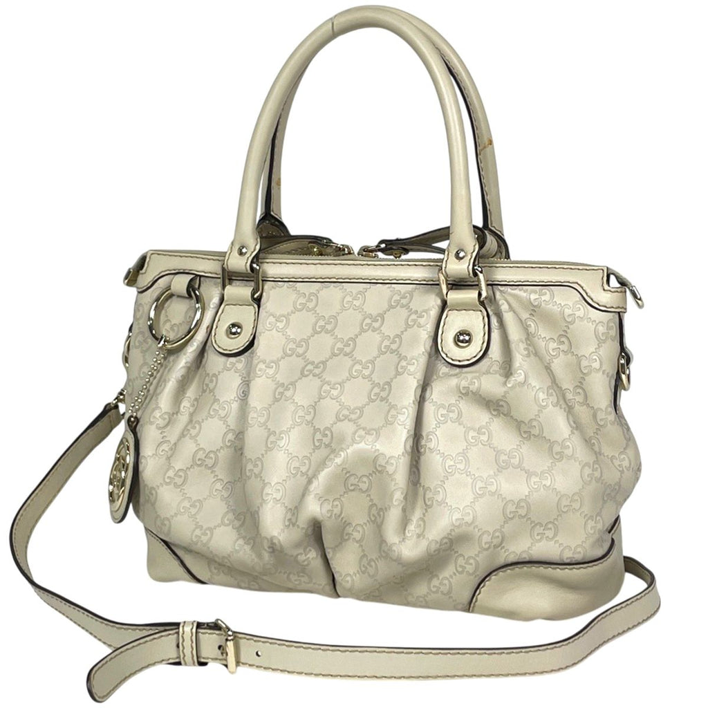 Gucci Guccissima Ski Handbag 2-Way GG Pattern Shimarais the Ivory