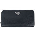 Prada Zip Around Wallet Leather Nero