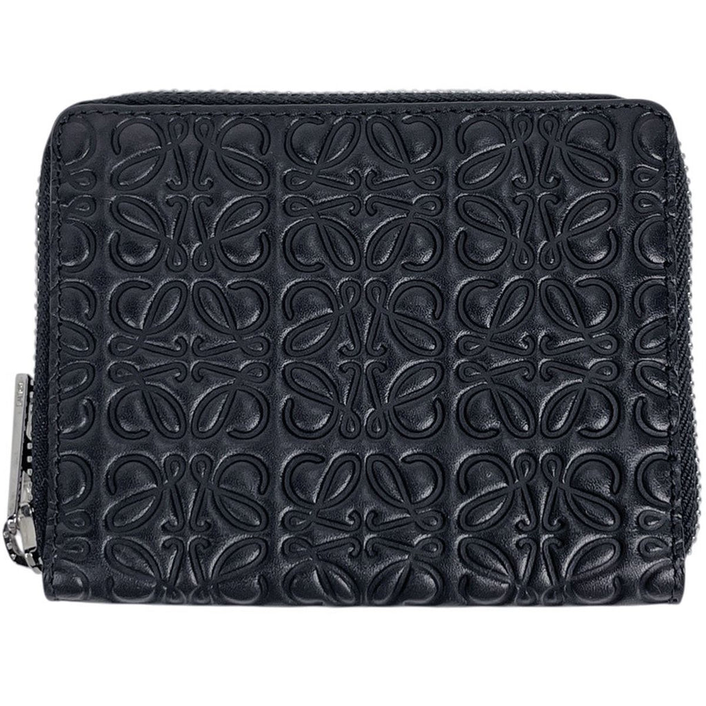 Loewe Anagram Zip Around Wallet Double Zipper Leather Black