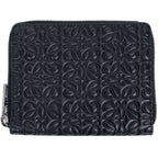 Loewe Anagram Zip Around Wallet Double Zipper Leather Black