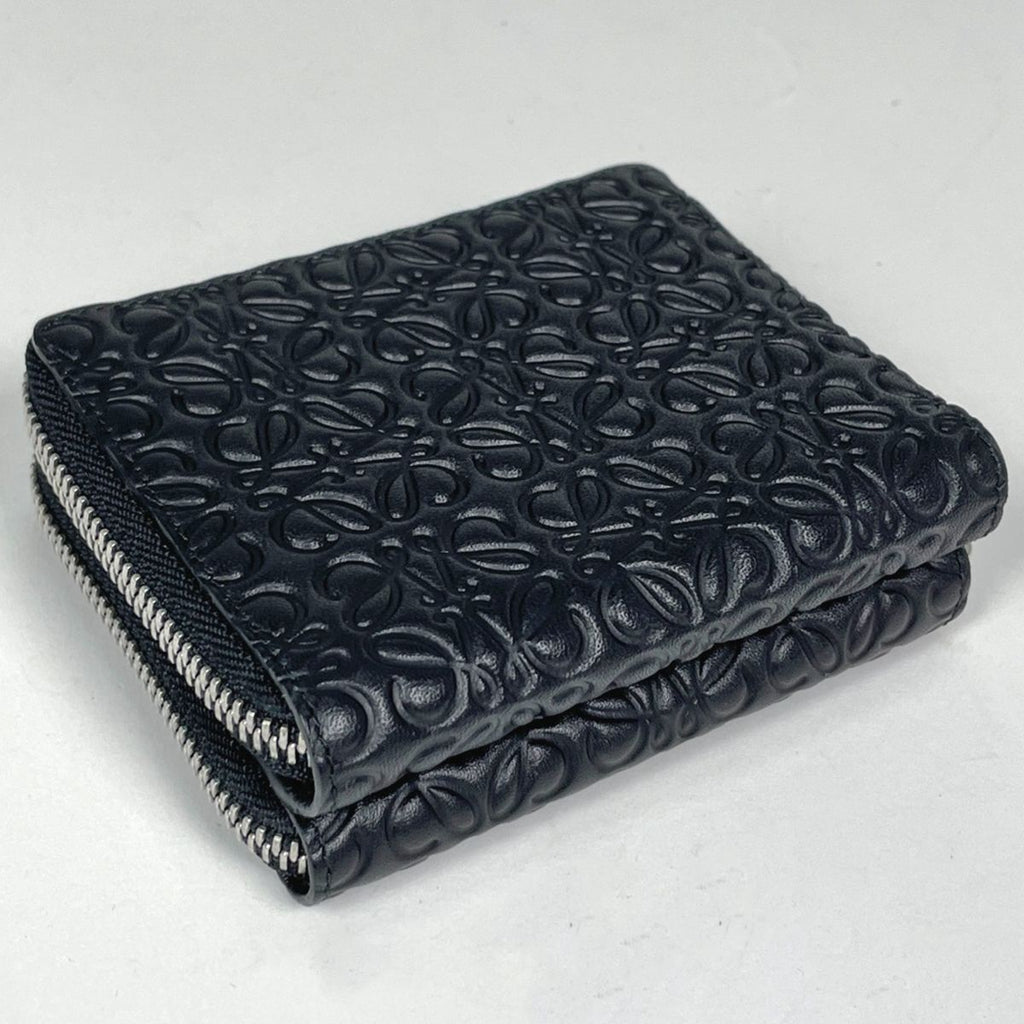 Loewe Anagram Zip Around Wallet Double Zipper Leather Black — view 2