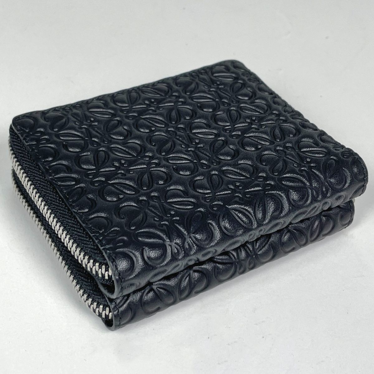 Loewe Anagram Zip Around Wallet Double Zipper Leather Black — view 2