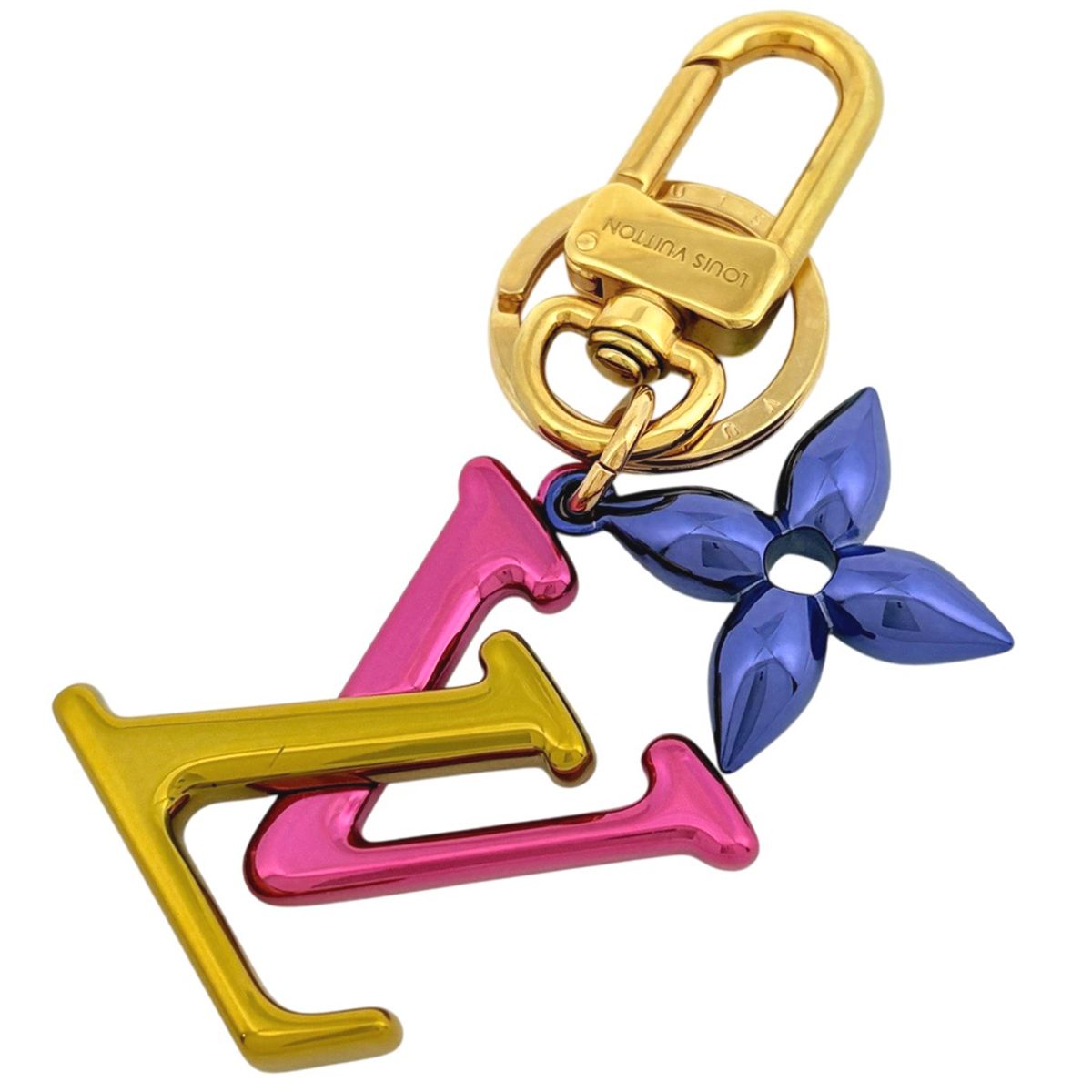 Louis Vuitton Cles LV New Wave Monogram Bag Charm Gold Plated Multicolor