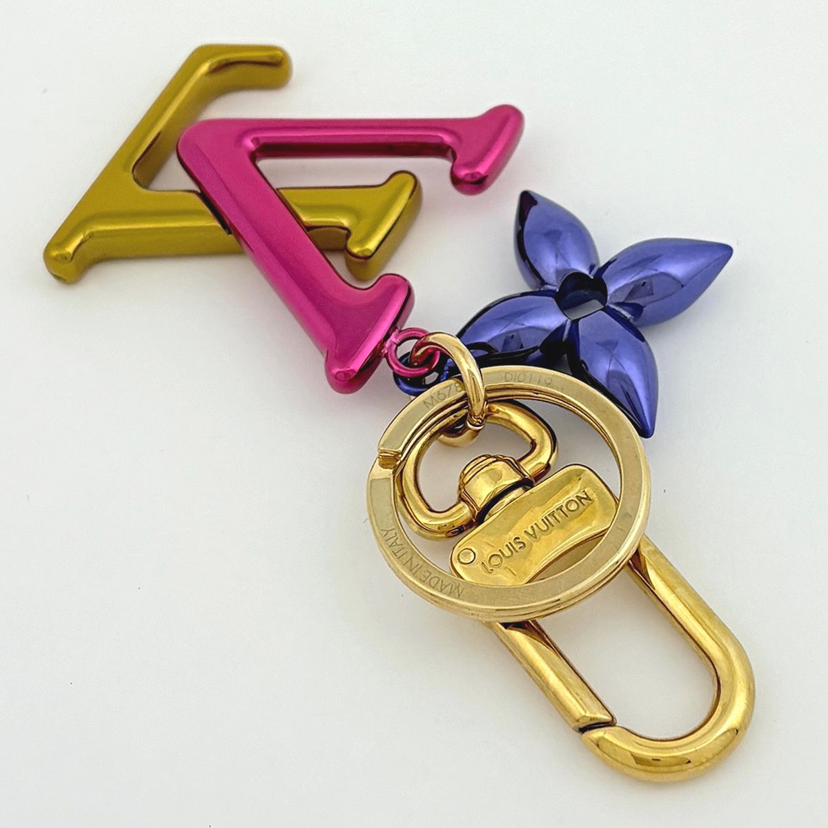 Louis Vuitton Cles LV New Wave Monogram Bag Charm Gold Plated Multicolor — view 2