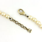 Chanel CC Logo Faux Pearl Necklace Long White Light Blue — view 3