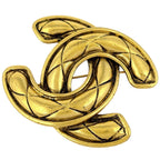 Chanel CC Logo Brooch Quilted Gold Plated
