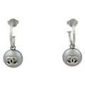 Chanel CC Logo Earrings Swing Silver Plated