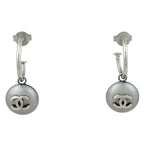 Chanel CC Logo Earrings Swing Silver Plated