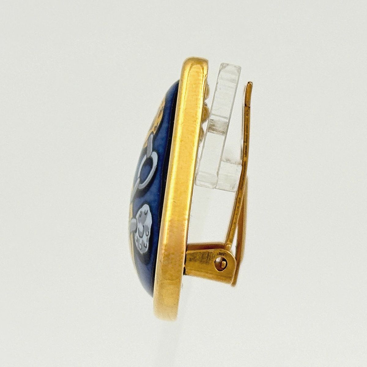 Hermes Enamel Earrings Cloisonne Gold Plated Blue — view 2