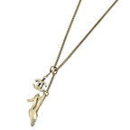 Chanel CC Logo Rhinestone Necklace High Heels Gold Plated