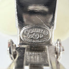 Chanel CC Logo Earrings Flower Silver Plated White