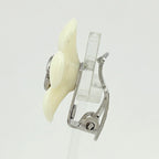 Chanel CC Logo Earrings Flower Silver Plated White