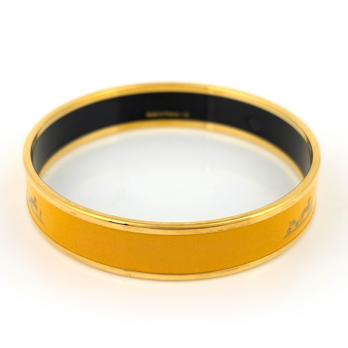 Hermes Enamel PM Cloisonne Bangle Gold Plated Yellow Bracelet — view 3