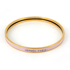 Hermes Uni Enamel Bracelet Extra Fan Bangle Gold Plated Pink — view 2