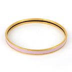 Hermes Uni Enamel Bracelet Extra Fan Bangle Gold Plated Pink — view 3
