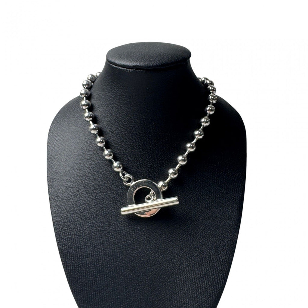 Gucci Polished Ball Chain Necklace 925 Sterling Silver