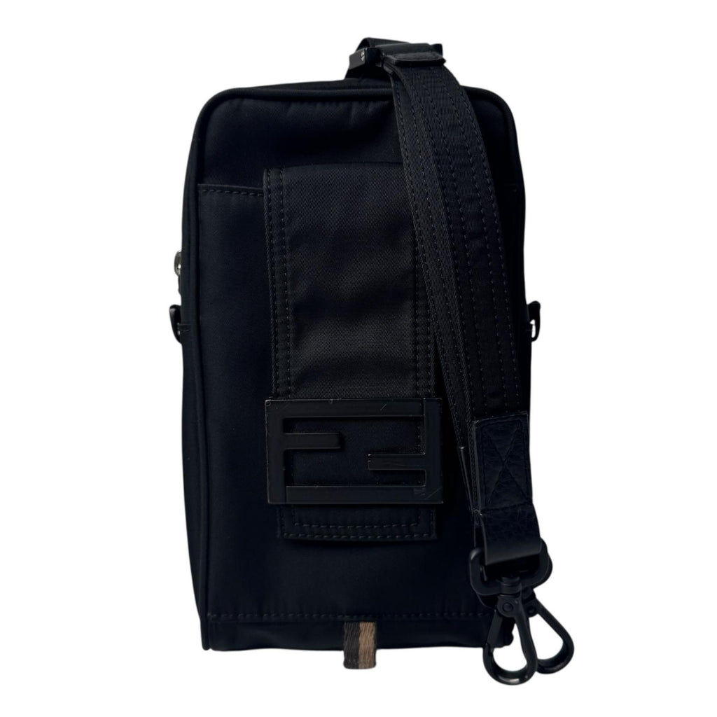 Fendi Baguette Phone Pouch Nylon Shoulder Bag Black