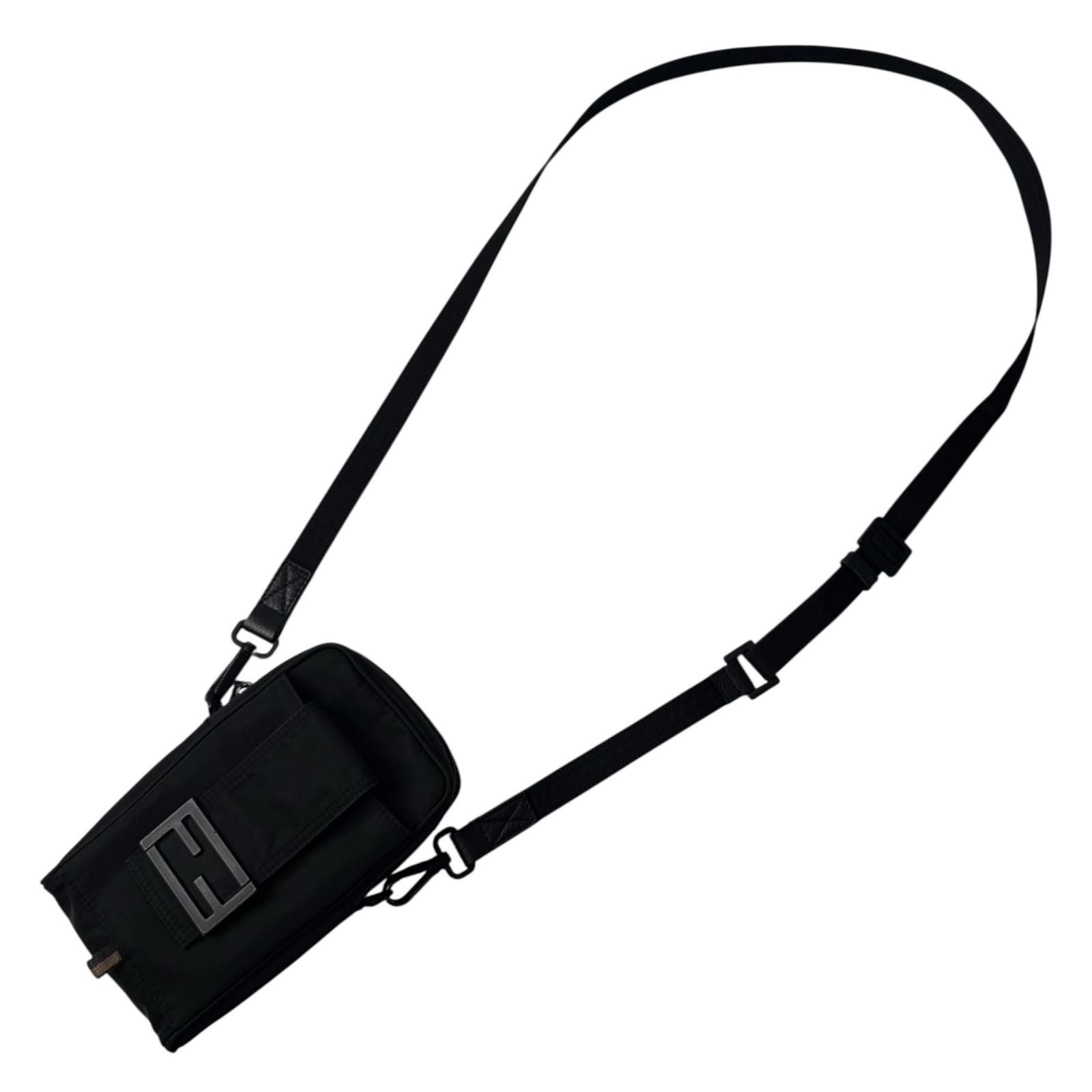 Fendi Baguette Phone Pouch Nylon Shoulder Bag Black — view 2