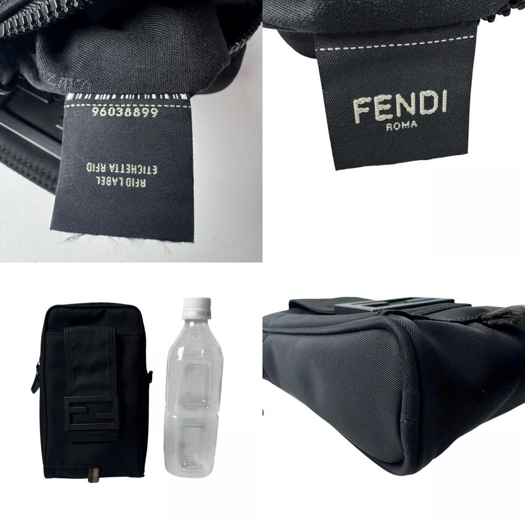Fendi Baguette Phone Pouch Nylon Shoulder Bag Black — view 9