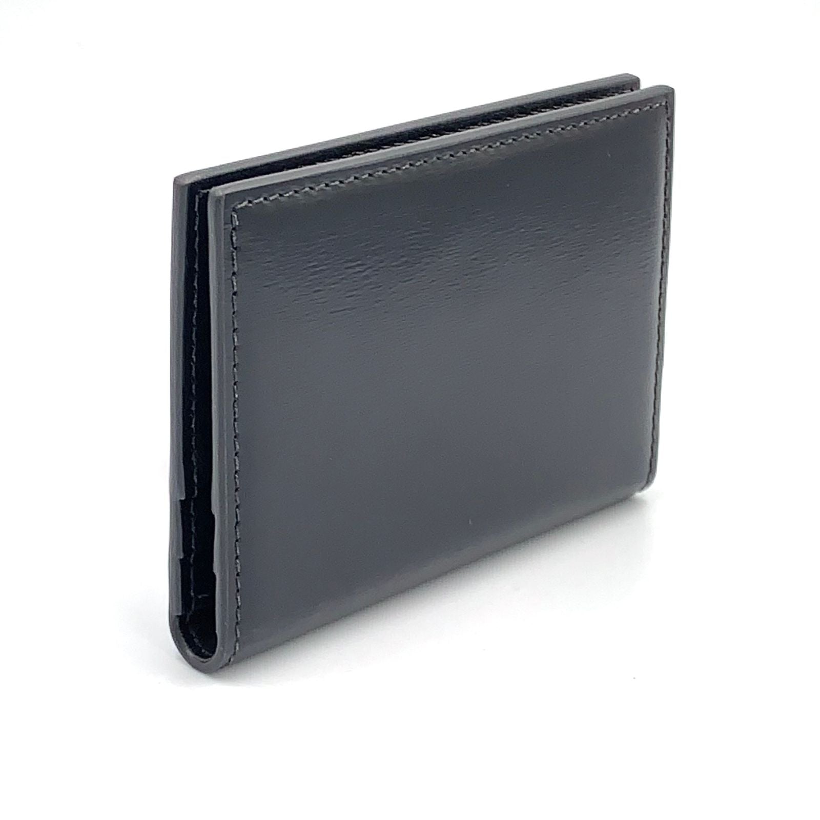 Celine Triomphe Metal Leather Black Card Case Gold — view 2