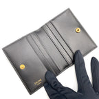 Celine Triomphe Metal Leather Black Card Case Gold — view 3