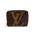 Louis Vuitton Zippy Coin Purse Monogram Giant Leather Brown Case Gold