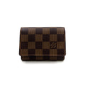 Louis Vuitton Business Card Holder Damier Ebene Leather Brown Case