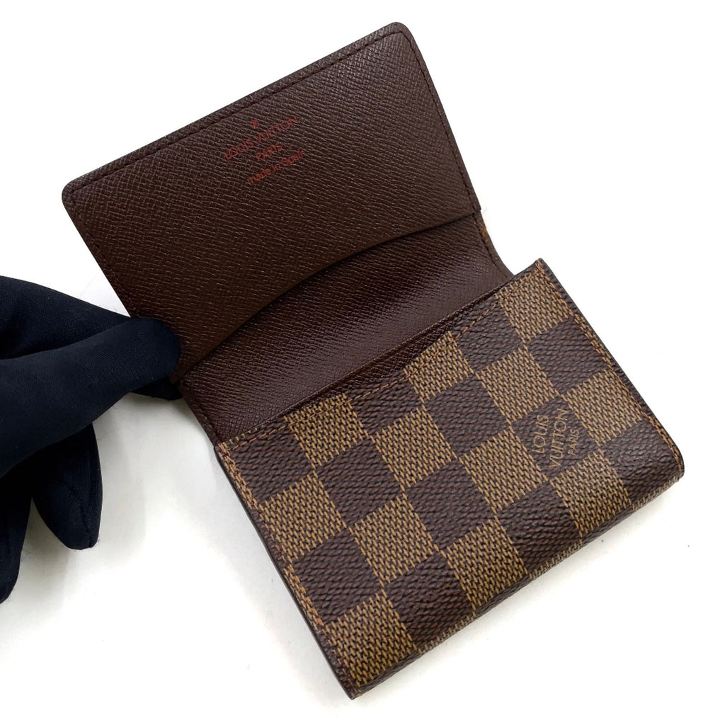 Louis Vuitton Business Card Holder Damier Ebene Leather Brown Case — view 3