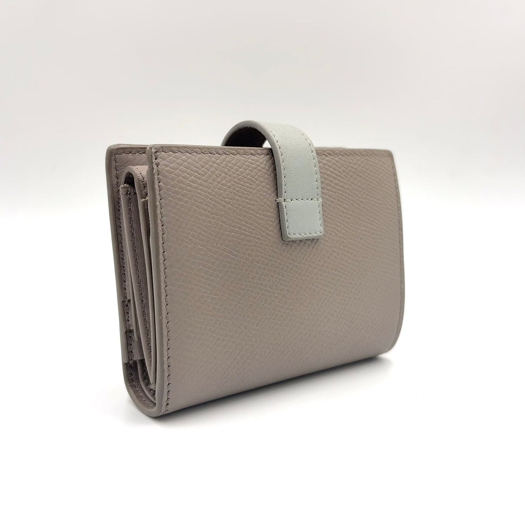 Celine Strap Wallet Leather Gray Bifold Gold — view 2